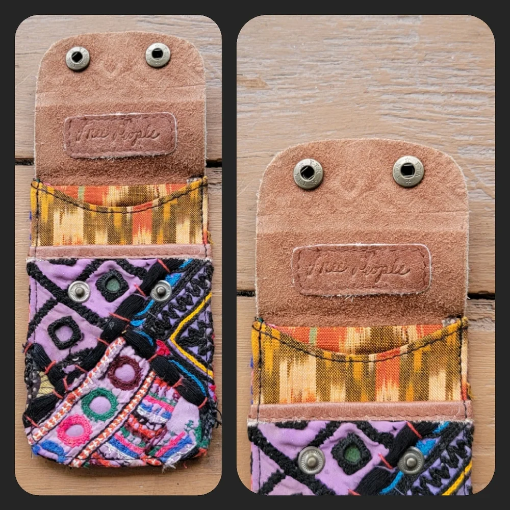 🌋👽 Free People Boho Embroidered Repurposed vtg banjara hippie Wallet card case - Picture 3 of 16